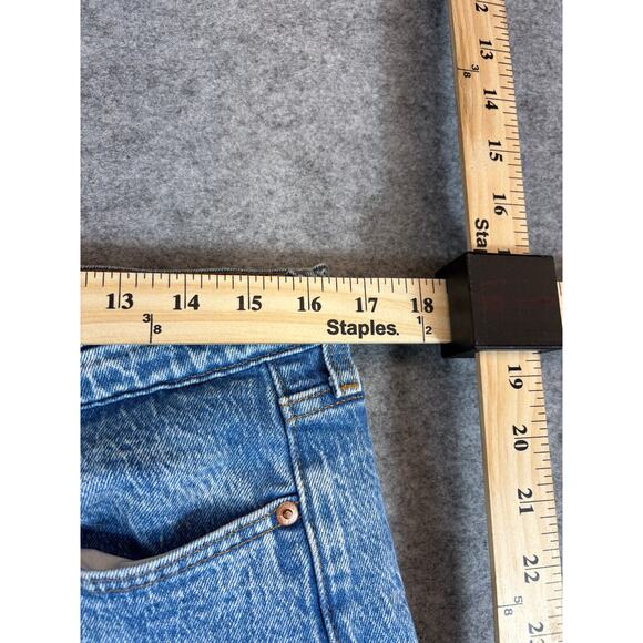 Levis Denim Wedgie Straight Jeans Womens 32 Blue Button Fly Red Tab Grunge - Picture 4 of 9